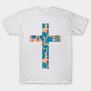 Floral Easter Cross Design T-Shirt